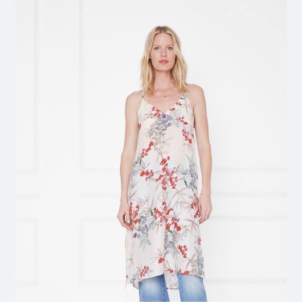 Anine Bing Floral Midi Dress - Cream and Red